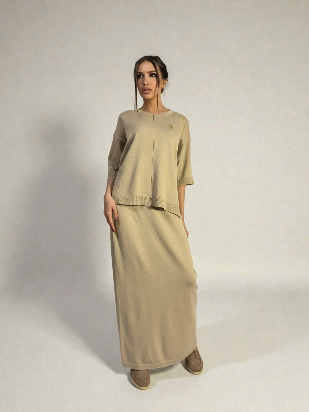 трикотажная юбка макси,костюм женский,костюм с юбкой,костюм трикотажный,юбка женская