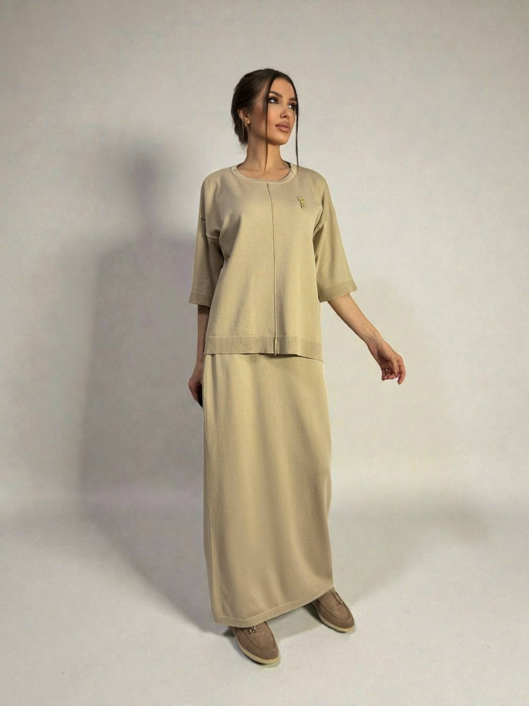 трикотажная юбка макси,костюм женский,костюм с юбкой,костюм трикотажный,юбка женская