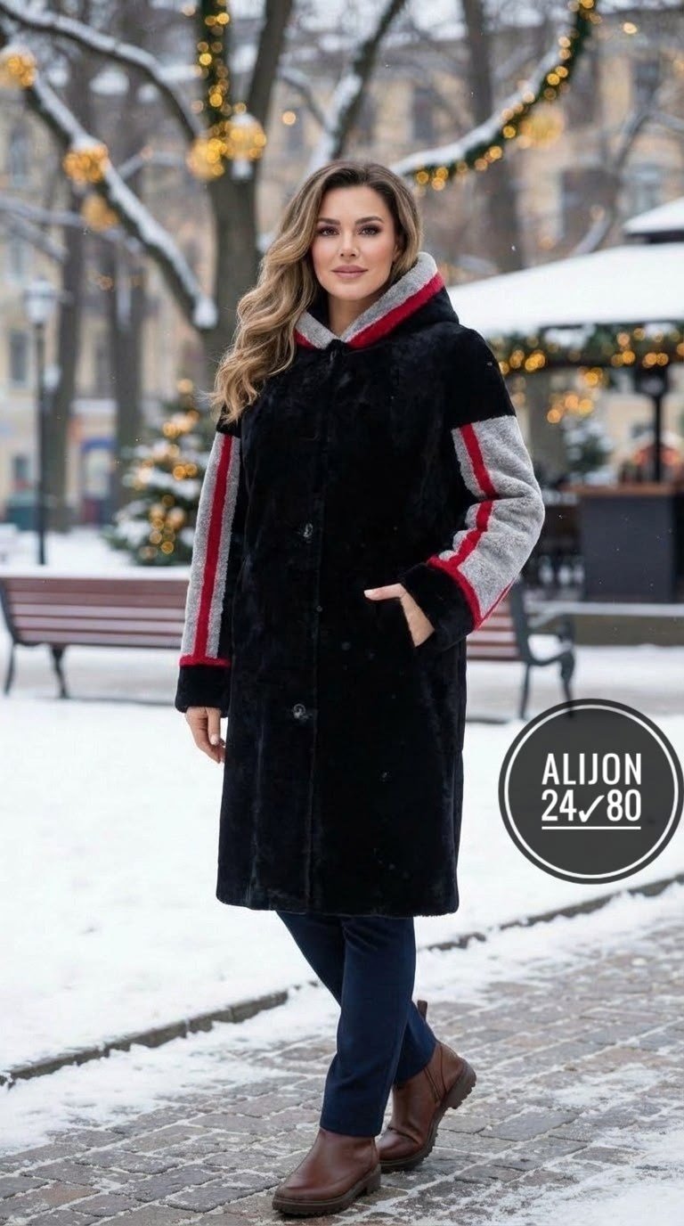 дубленка женская,дубленка женская из овчины облегченной - интерфино,дубленка зимняя,дублёнка валентина из меха овчины северная мода м752,пальто комбинированное