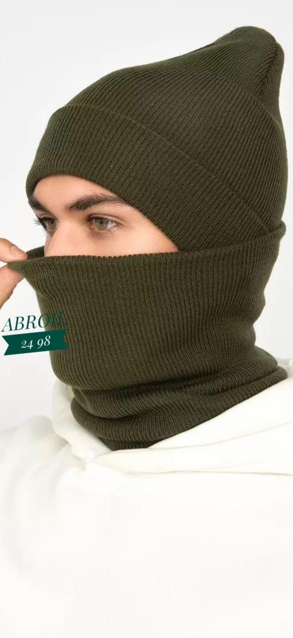 шапка мужская зимняя,шапка со снудом мужская,мужские шапки,комплект шапка снуд,мужская двойная кашемировая шапка