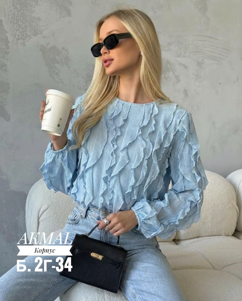 блузка нарядная с воланами и рюшами come alone 304052378,блузка с оборками,блузка нарядная с воланами и рюшами,блузка нарядная,женская блузка