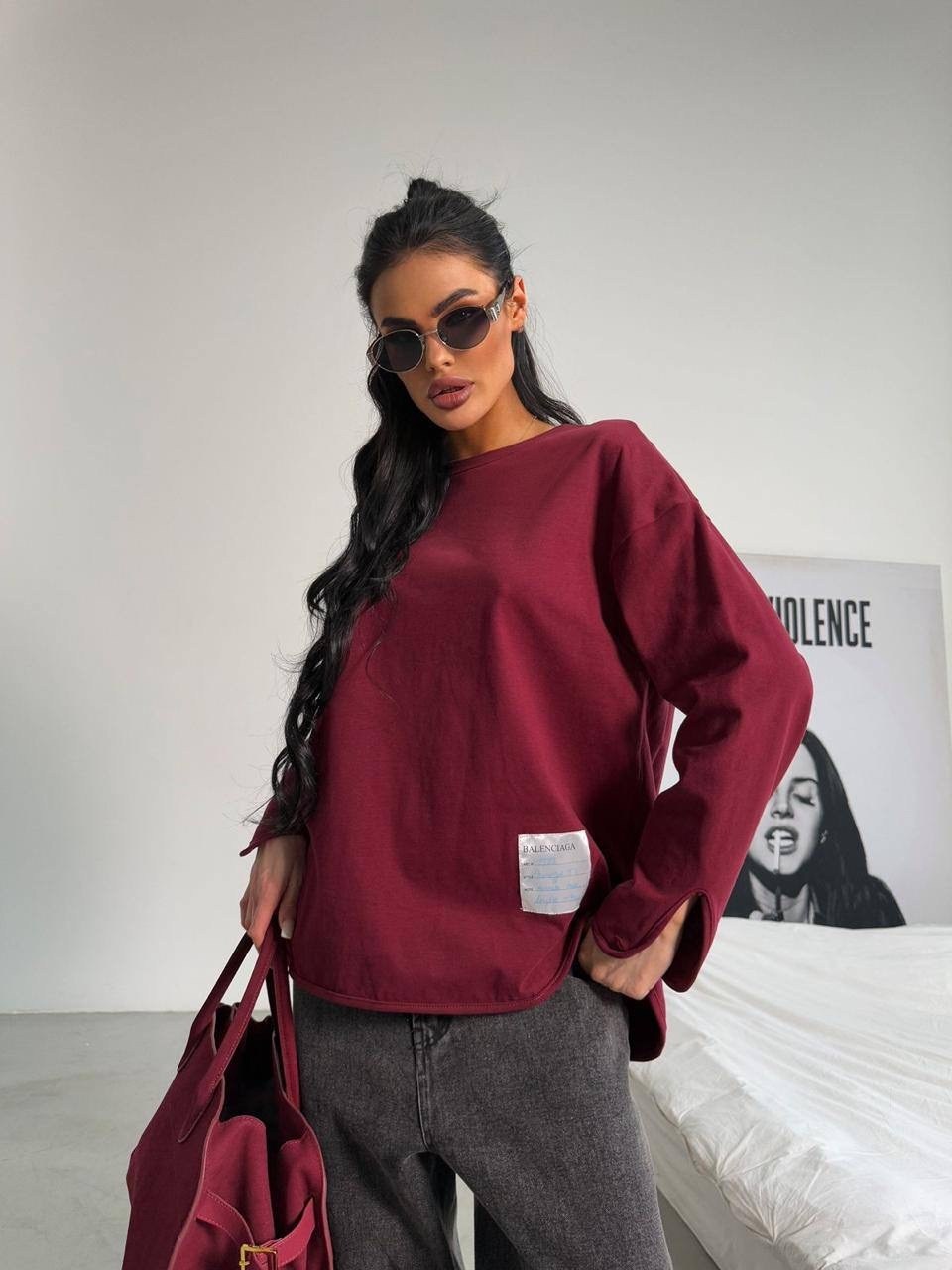 лонгслив женский оверсайз,лонгслив оверсайз бордовый принтом assertive,лонгслив оверсайз хлопок domfawn 300189202,оверсайз лонгслив,лонгслив оверсайз хлопок