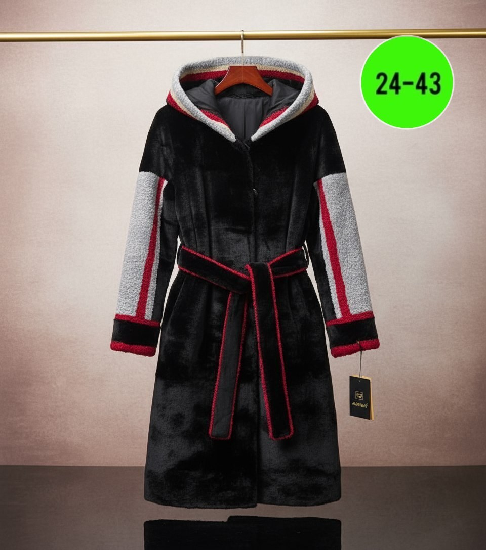 шуба из мутона с капюшоном отделка норка,дизайнерская экошуба в спортивном стиле из комбинированного экомеха,мутоновая шуба,шуба в спортивном стиле,шуба из мутона