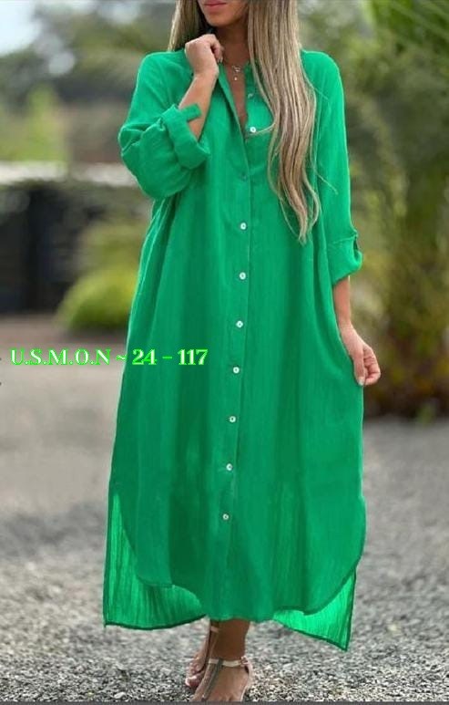 женское длинное платье-рубашка из хлопка и льна,летнее платье рубашка длинное,длинное платье рубашка,женское платье рубашка,платье-рубашка на пуговицах длинное свободное светло-синее