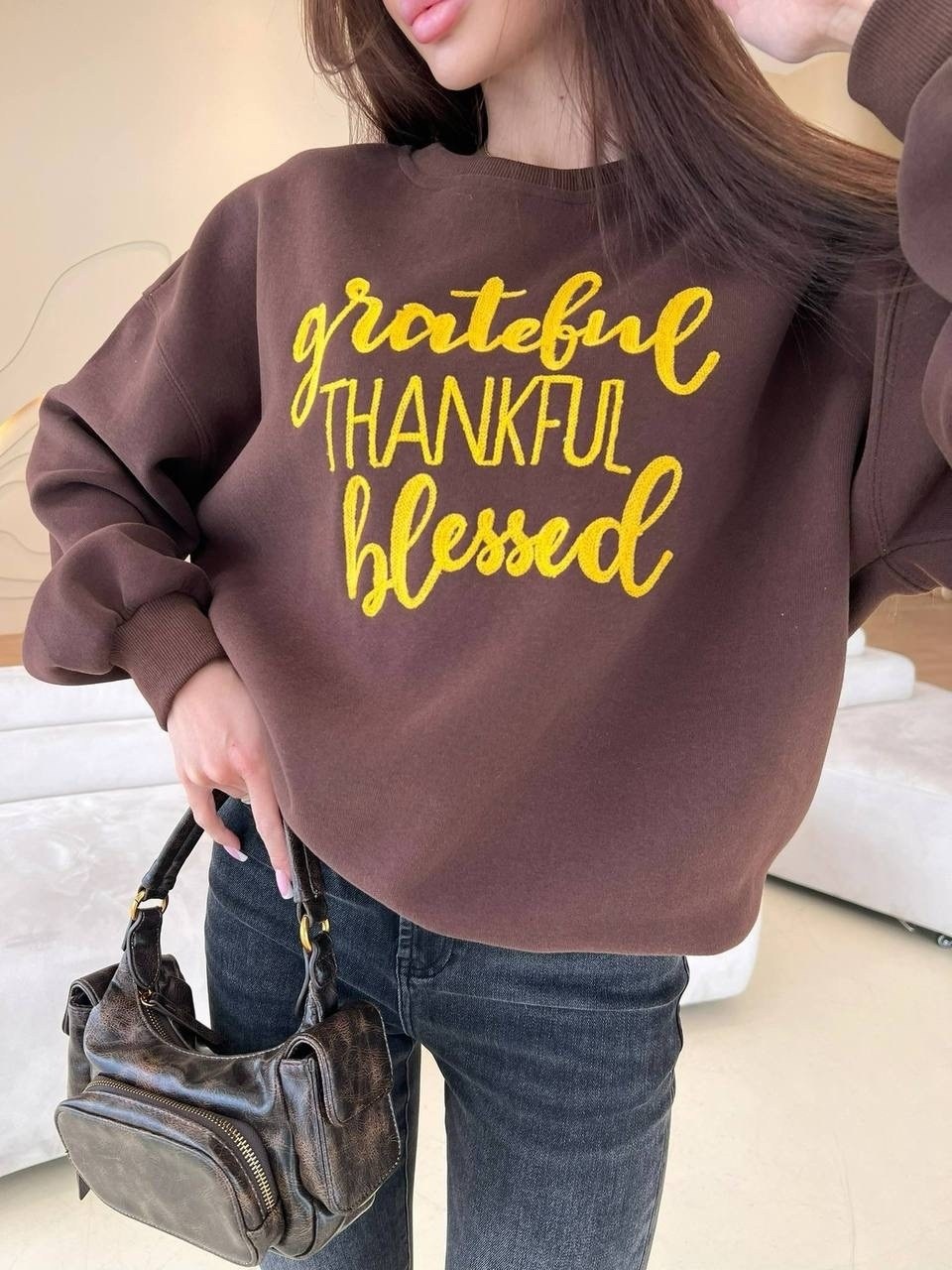 свитшот оверсайз с вышивкой assertive,свитшот женская,свитшот оверсайз коричневый с принтом old money assertive,повседневный свитшот,женский свитшот оверсайз assertive