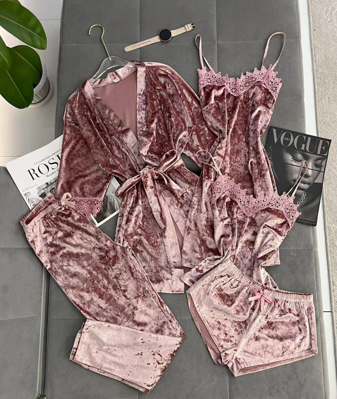 женская велюровая пижама для сна,пижама из велюра 5 в 1 lga 182116969,женская велюровая пижама для сна mga-home 182116967,пижама из велюра 5 в 1,пижама из велюра 5 в 1 mga-home 182116969