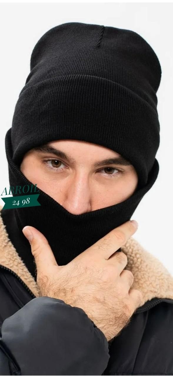 шапка мужская зимняя,шапка со снудом мужская,мужские шапки,комплект шапка снуд,мужская двойная кашемировая шапка