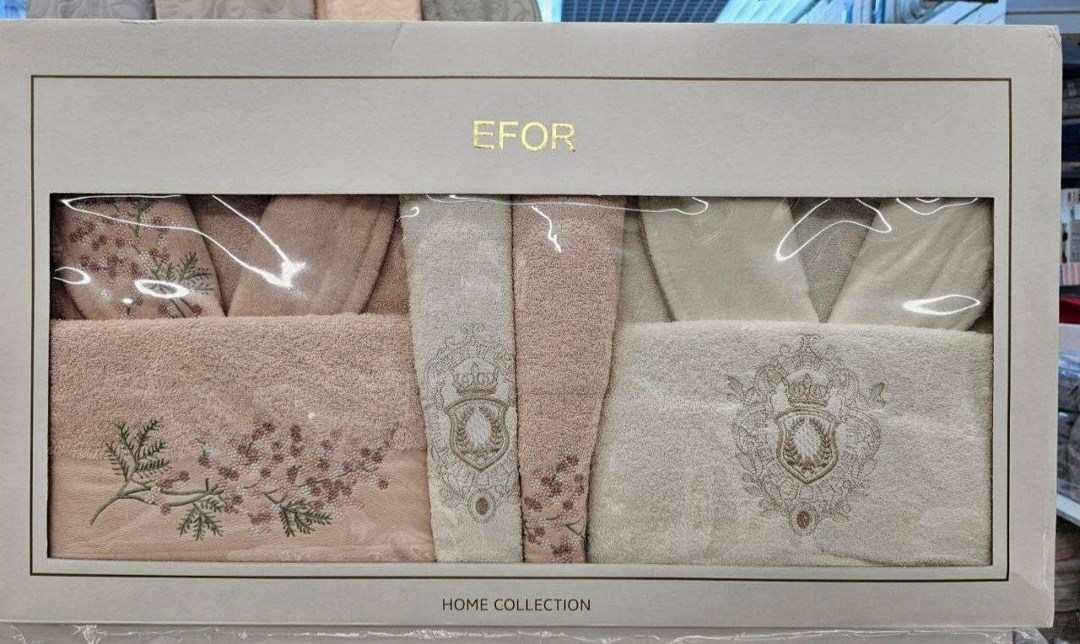 набор махровых полотенец efor,набор полотенец efor,набор махровых полотенец,подарочные наборы полотенец,набор махровых полотенец efor "rose" (50*90,70*140) кофейный