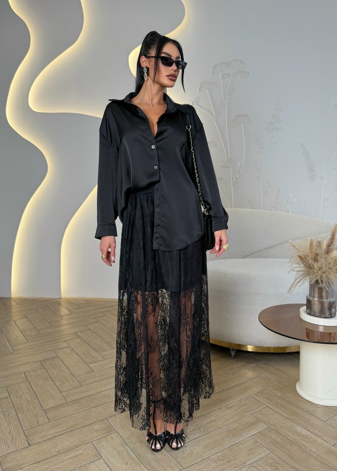 рубашка блузка,юбка кружевная,блузки,рубашка оверсайз нарядная из гипюра muraus 224810870,рубашка женская