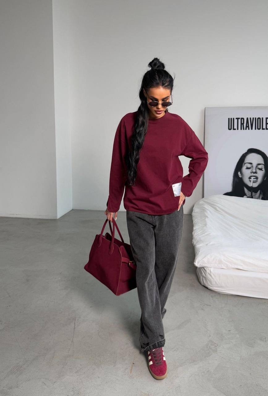 лонгслив женский оверсайз,лонгслив оверсайз бордовый принтом assertive,лонгслив оверсайз хлопок domfawn 300189202,оверсайз лонгслив,лонгслив оверсайз хлопок