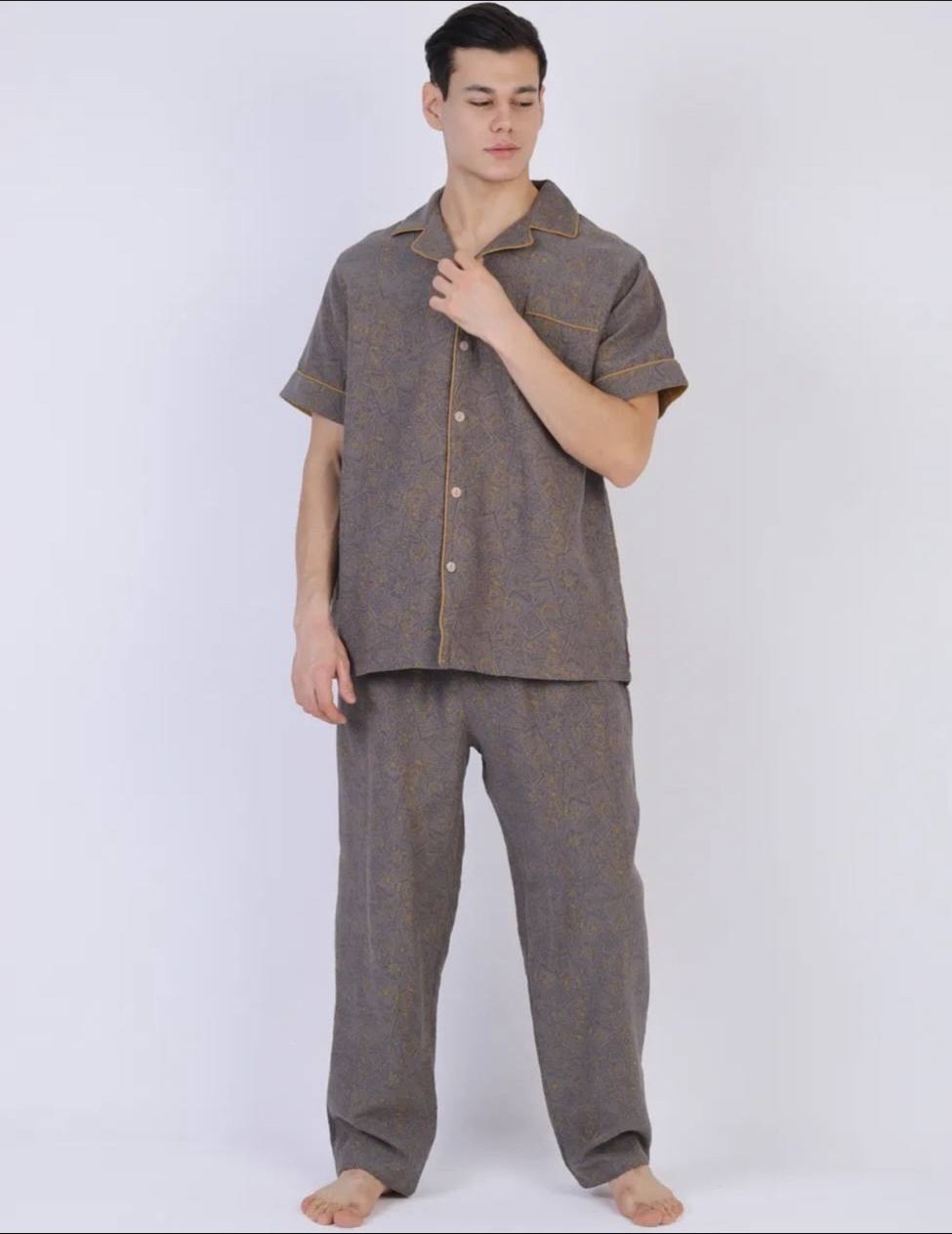 пижама мужская с брюками хлопок,мужская пижама,пижама мужская со штанами и рубашкой,пижама мужская с брюками,пижама для мужчин