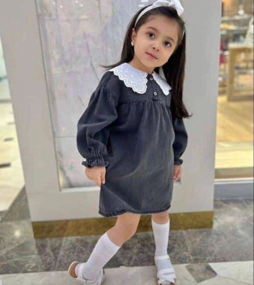 джинсовое платье с ажурным воротником child&kids,джинсовое платье на девочку,джинсовое платье зара детское,платье для девочки,школьное платье
