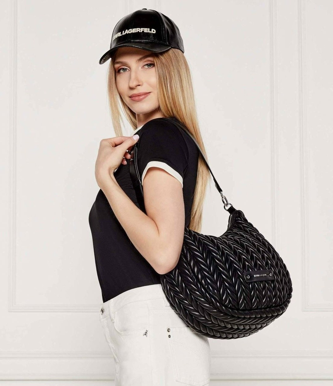 женская сумка karl lagerfeld,сумка через плечо karl lagerfeld,стеганая сумка на плечо k weave karl lagerfeld черный,стеганая сумка,сумка