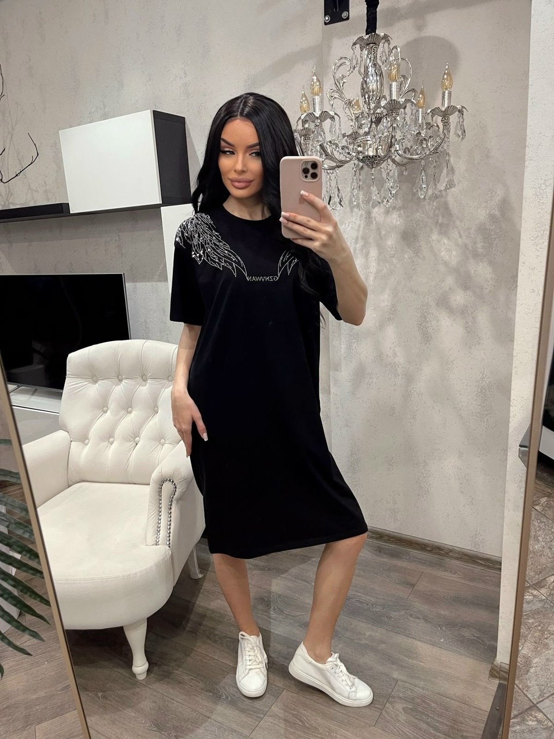 платье туника,футболка женская со стразами,футболка женская,футболка оверсайз со стразам,туника женская