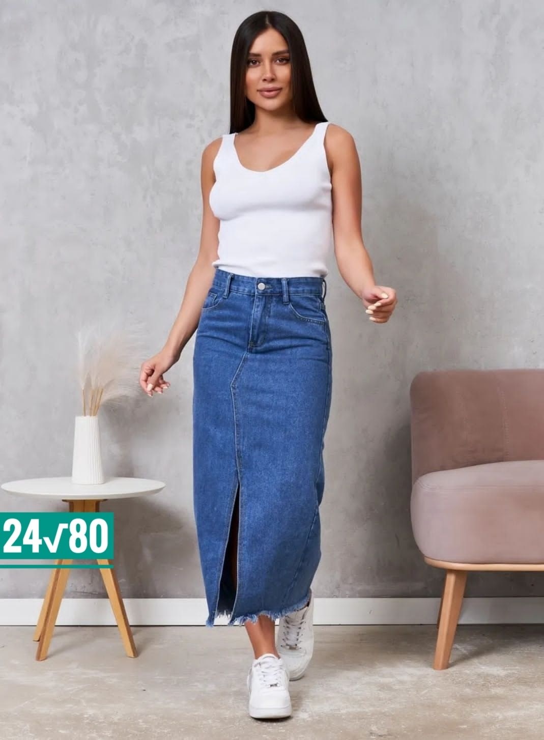 юбка джинсовая миди с разрезам,джинсовая юбка,юбка джинсовая женская,джинсовая юбка макси с разрезом спереди,юбка миди джинсовая с разрезом спереди ниже колен