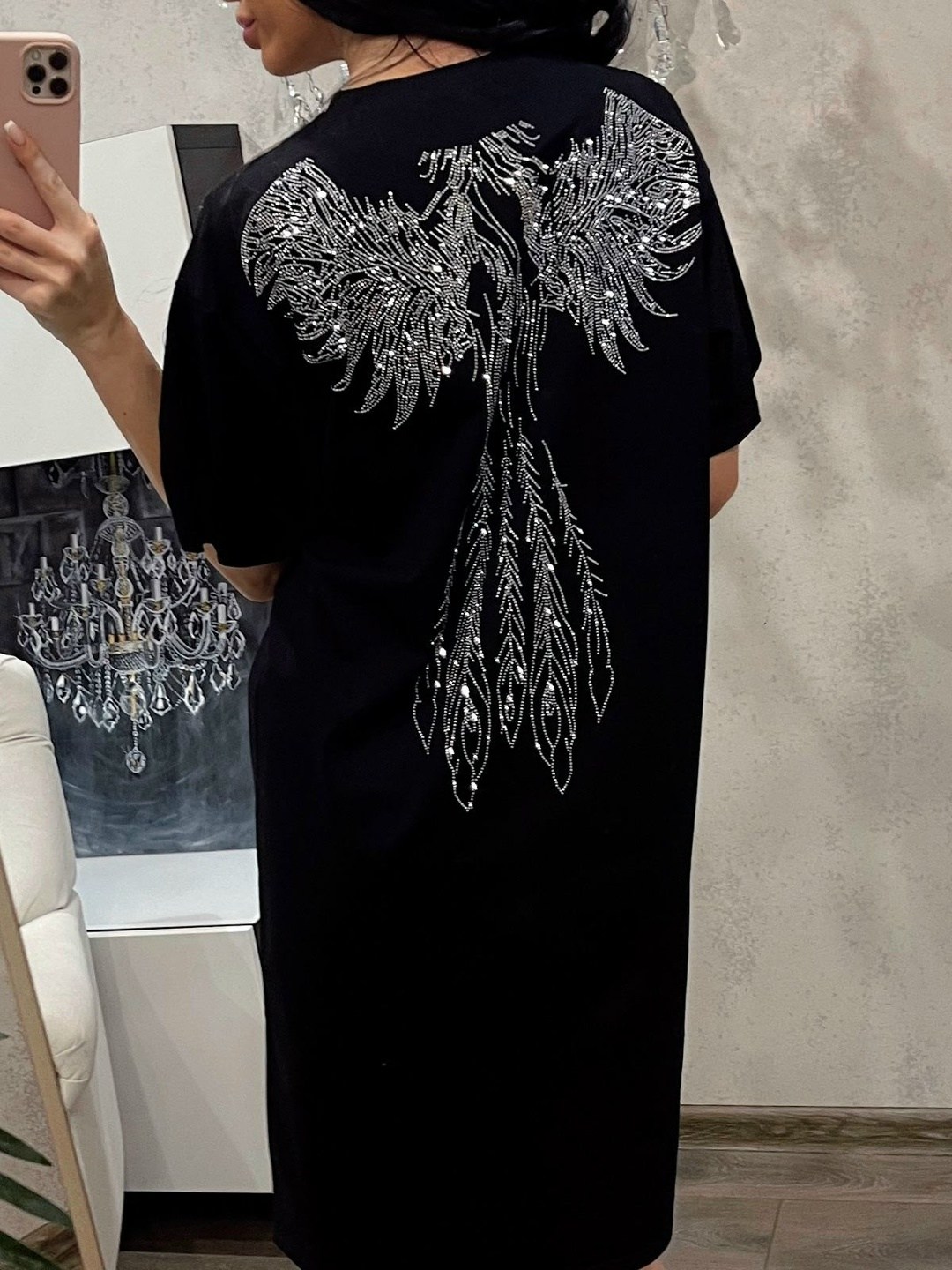 платье туника,футболка женская со стразами,футболка женская,футболка оверсайз со стразам,туника женская