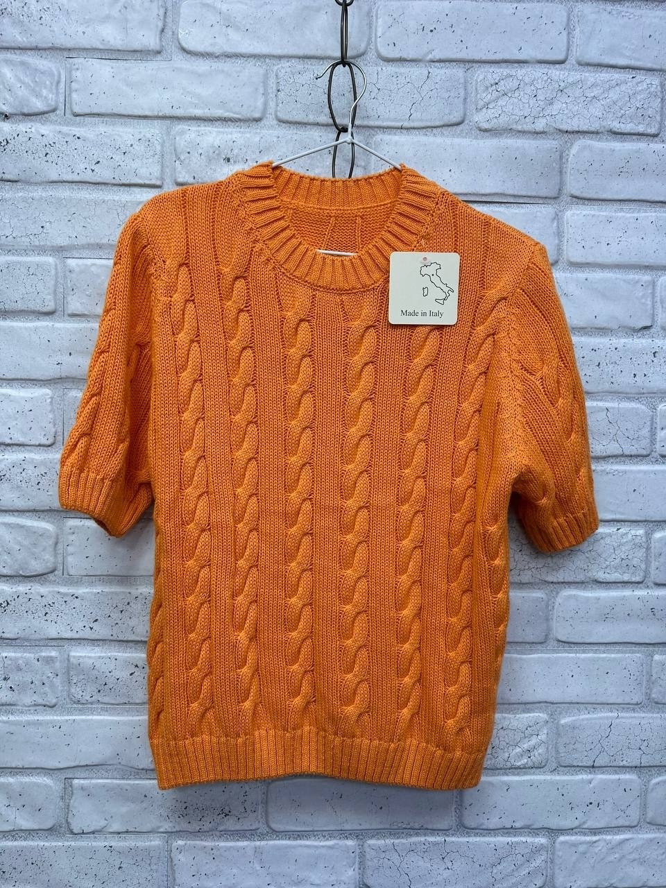 джемпер с косами,вязаные свитера,свитер реглан женский связанный из хлопка оранжевого цвета,джемпер,свитер