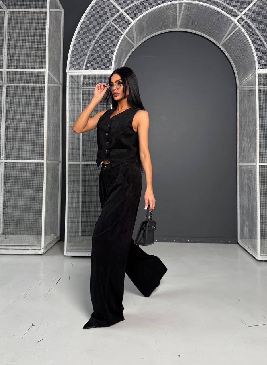 брюки палаццо и жилет костюм,комплект брючный,брючный костюм,брюки с жилеткой,брюки и жилетка женская