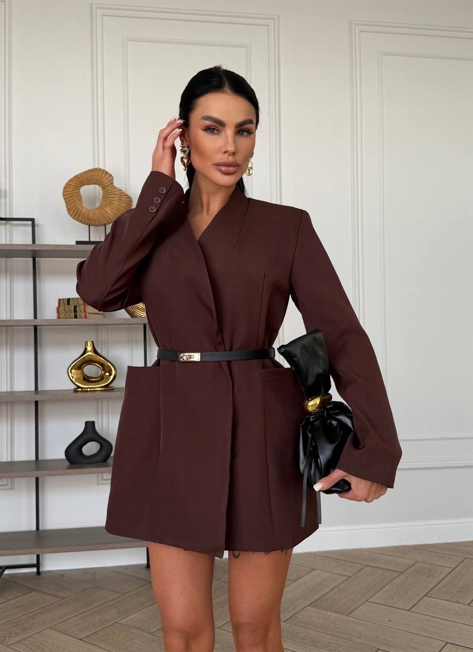 платье-пиджак,carrie belted blazer dress chocolate brown,брючный костюм,пиджак женский приталенный удлиненный sade,пиджак