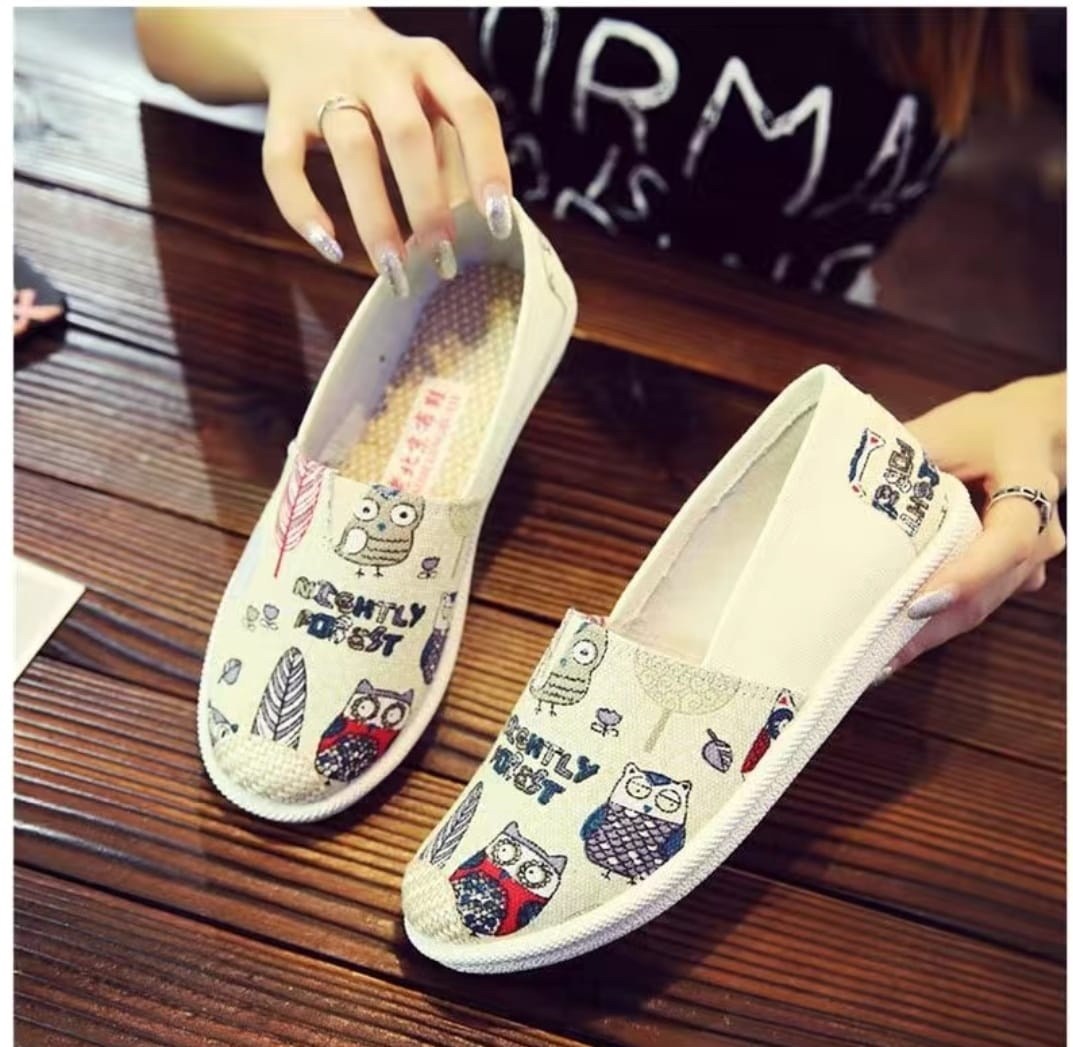 тканевая ,парусиновая , на плоской подошве, для женщин,туфли на плоской подошве повседневные