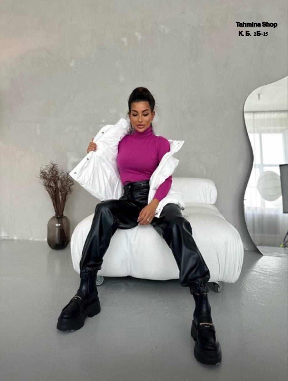 стильная куртка,женская жилетка,жилетка на синтепоне,жилетка,кожаные брюки