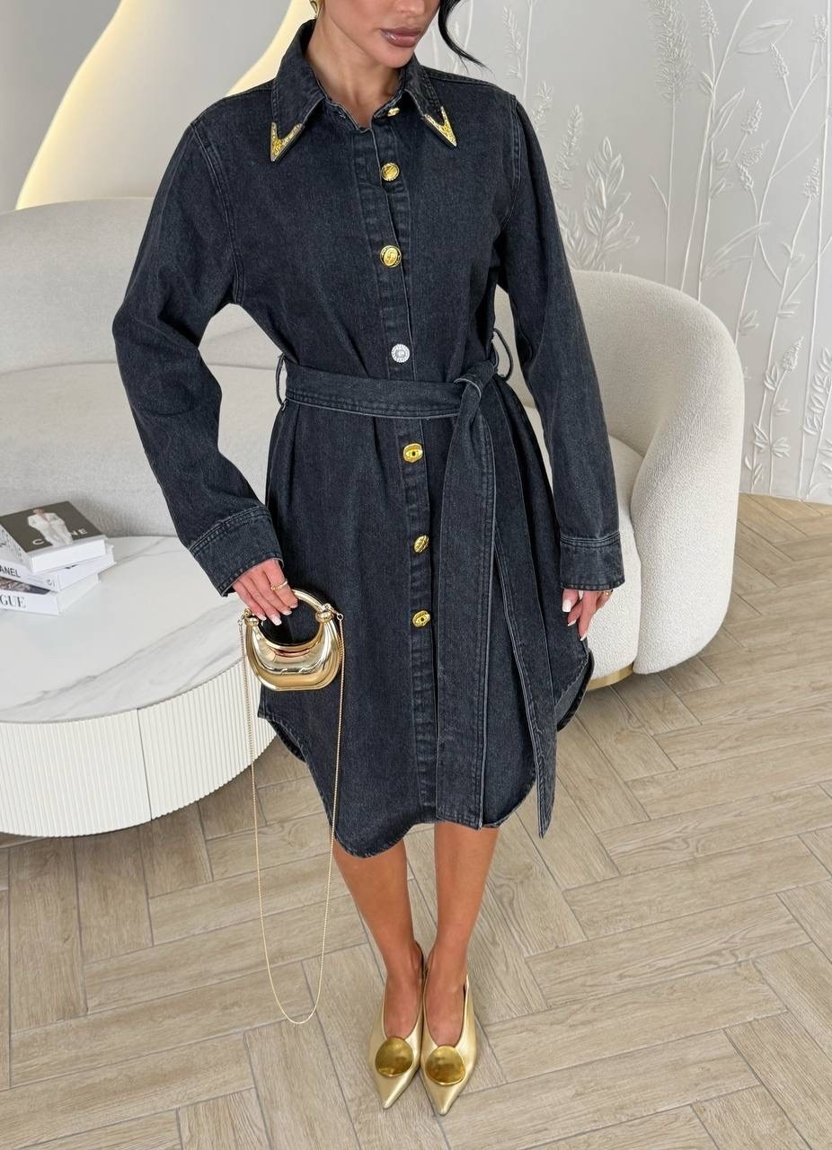 джинсовое платье-рубашка длины миди,джинсовое платье,джинсовое платье миди,платье джинс,джинсовое удлиненное платье