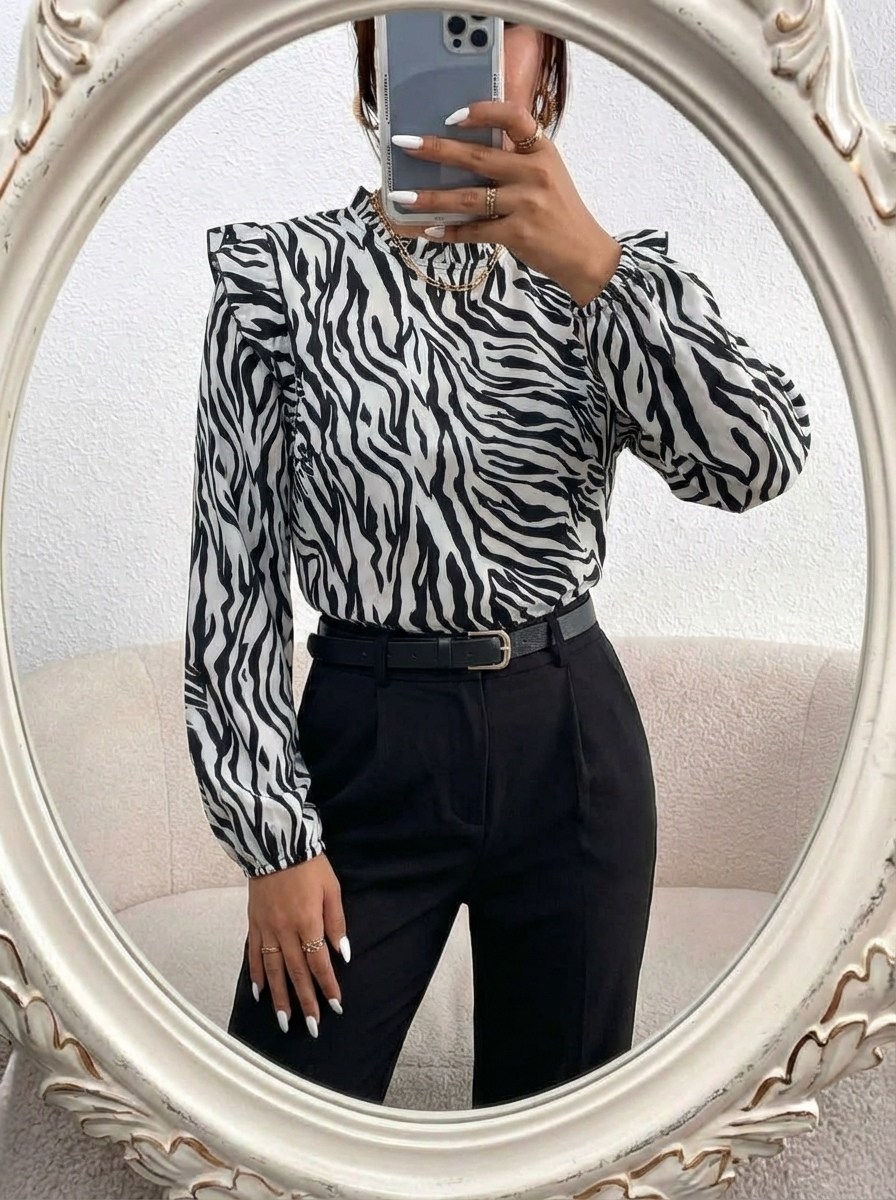 блузка женская,стильная блузка,блузка с принтом зебра,повседневная блуза,элегантная блузка