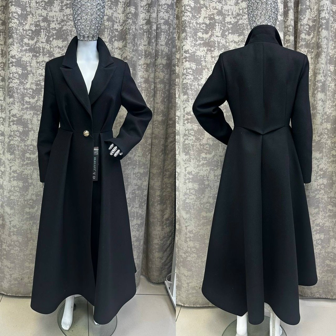 женское пальто,пальто,длинное пальто,черное длинное пальто,шерстяное пальто