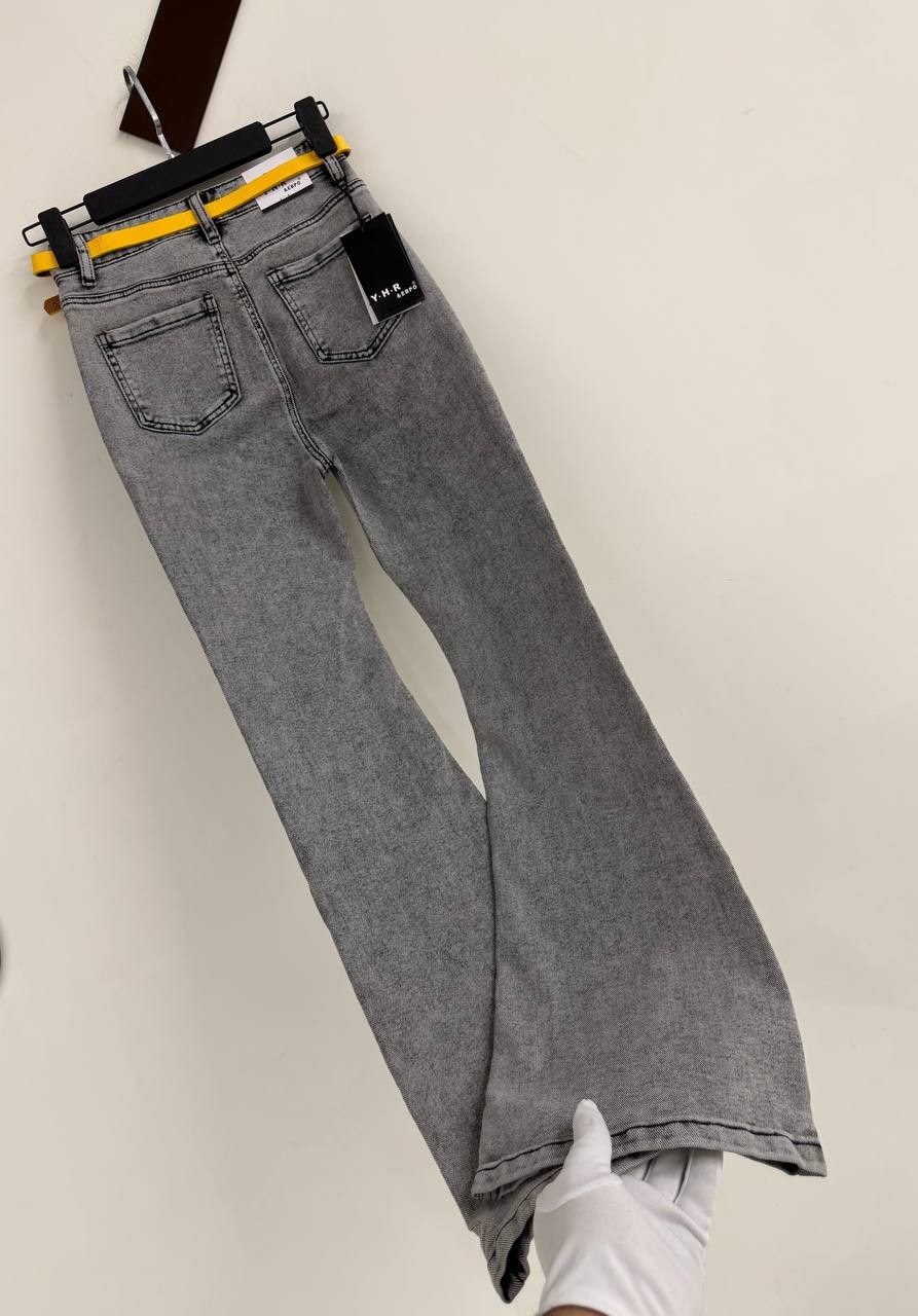 джинсы женские 7007 "однотонные-клеш № 1" серые,джинсы клёш серый,женские джинсы,джинсы клеш женские,джинсы женские клеш цвет серый