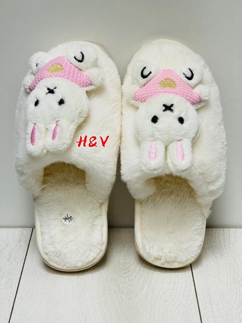 тапочки halluci "кролики",домашние тапочки,мягкие тапочки домашние,мягкие тапочки домашние милые плюшевые теплые,тапочки женские
