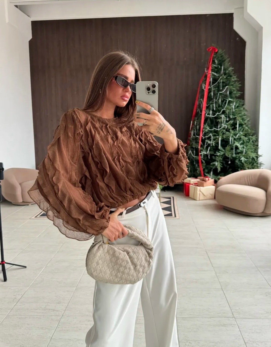 eola 2936 шоколад блуза,блуза eola артикул 2936 шоколад,женская блузка,женская блуза,блузка нарядная с воланами и рюшами come alone 304052378