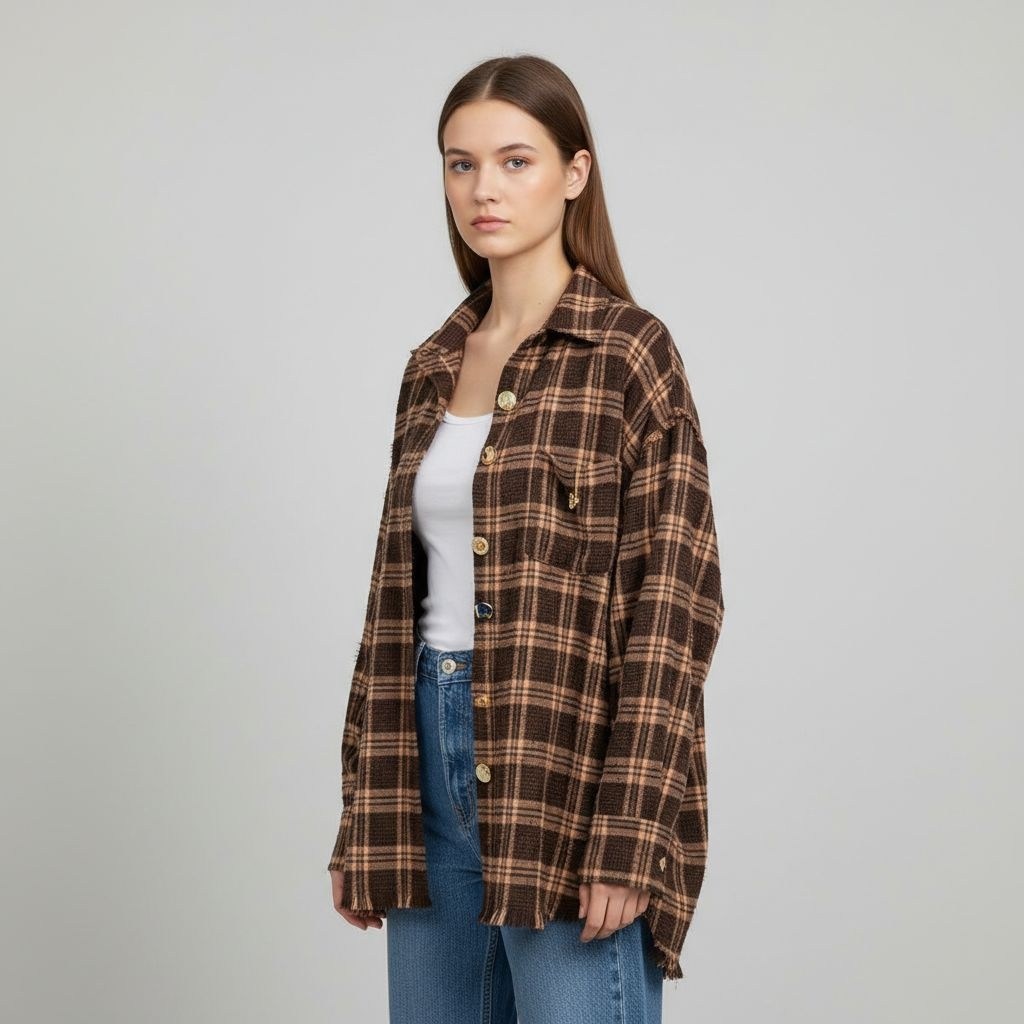 шерстяная рубашка в клетку тартан miu miu коричневый,женская рубашка в клетку,клетчатая рубашка,рубашка в клетку 0164 коричневый,женская клетчатая рубашка