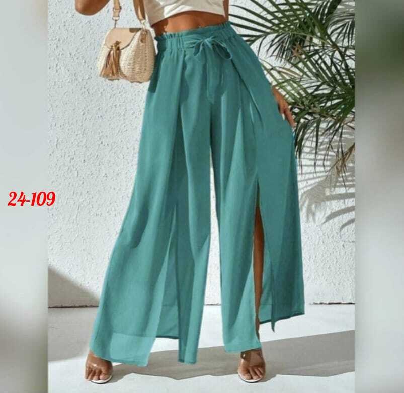 женские широкие брюки,брюки с широкими штанинами с присборенной талией с узлом с высоким разрезом,женские летние брюки с разрезами,брюки с широкими штанинами с присборенной талией с высоким разрезом,б
