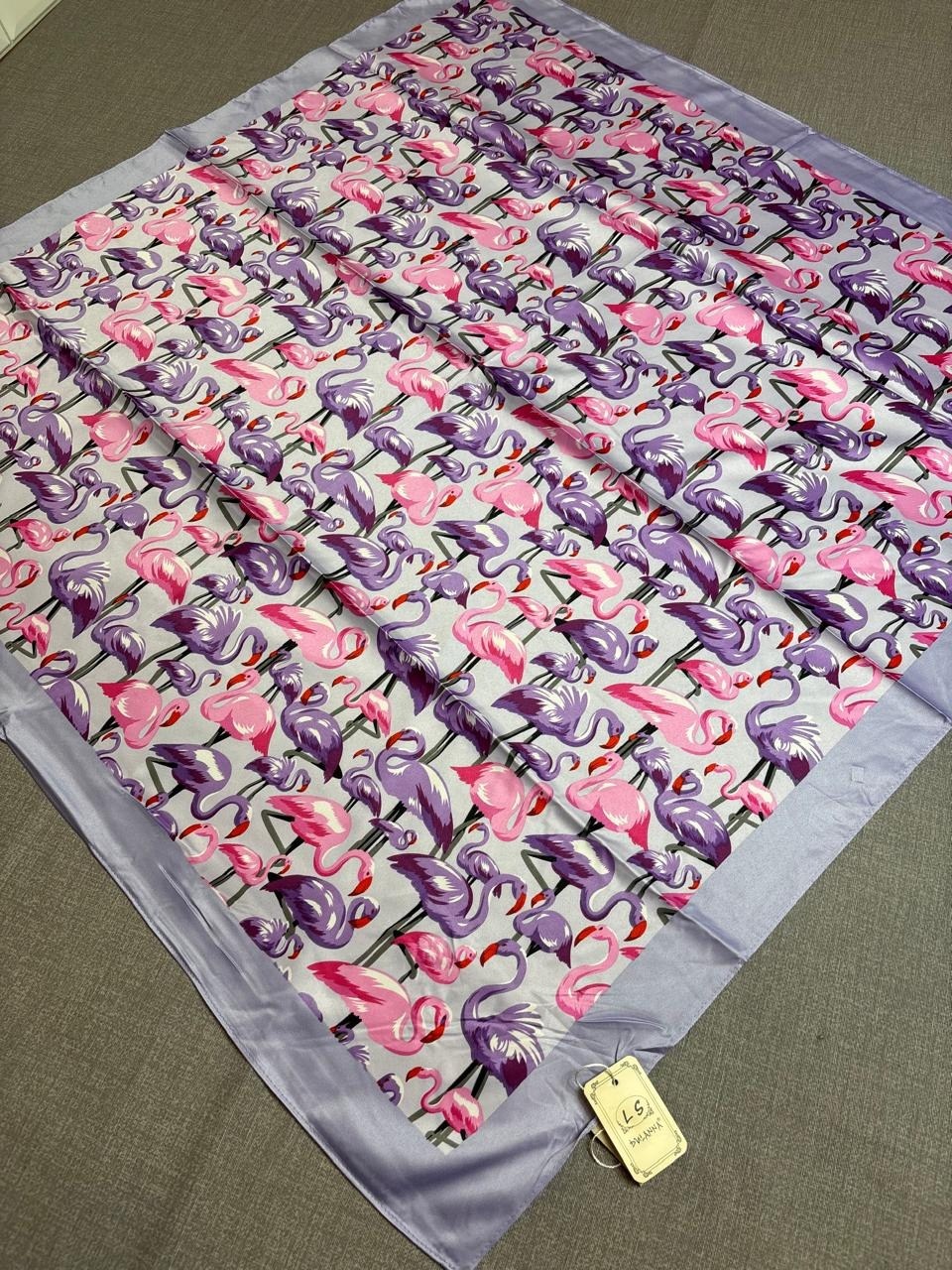 платок шелковый,платок с принтом,платок фламинго,платок женский с принтом,платок женский с рисунком