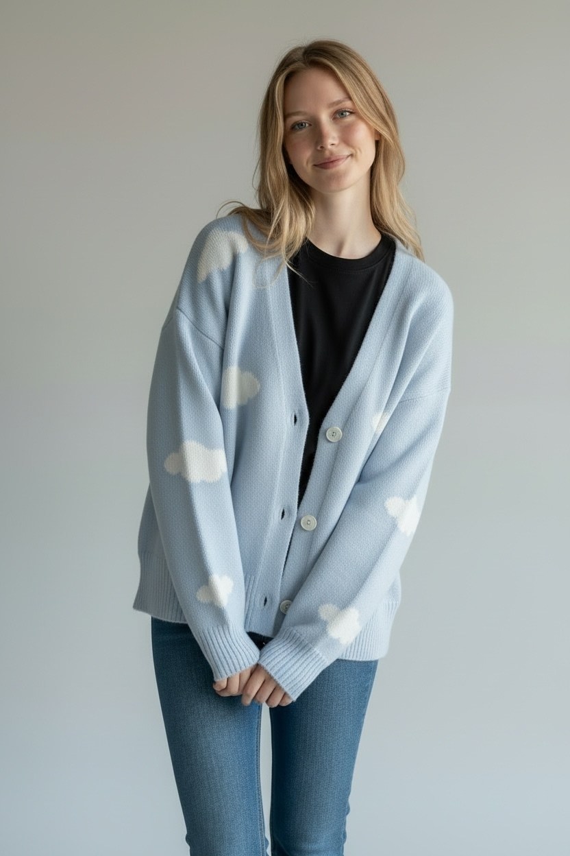 кардиган с облаками,кардиган вязаный,кардиган голубой,кардиган,женские кардиганы