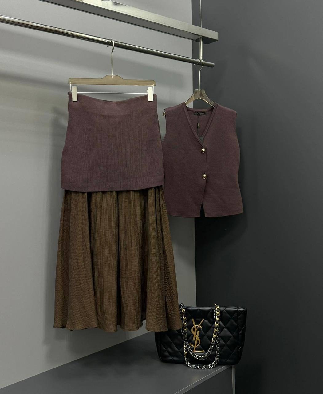 костюм замшевый жилетка и юбка теплый,юбка с жилеткой,юбка с жилетом,юбка с жилеткой цвет коричневый,костюм вечерний жилет с юбкой под зара elinafashion 332574141