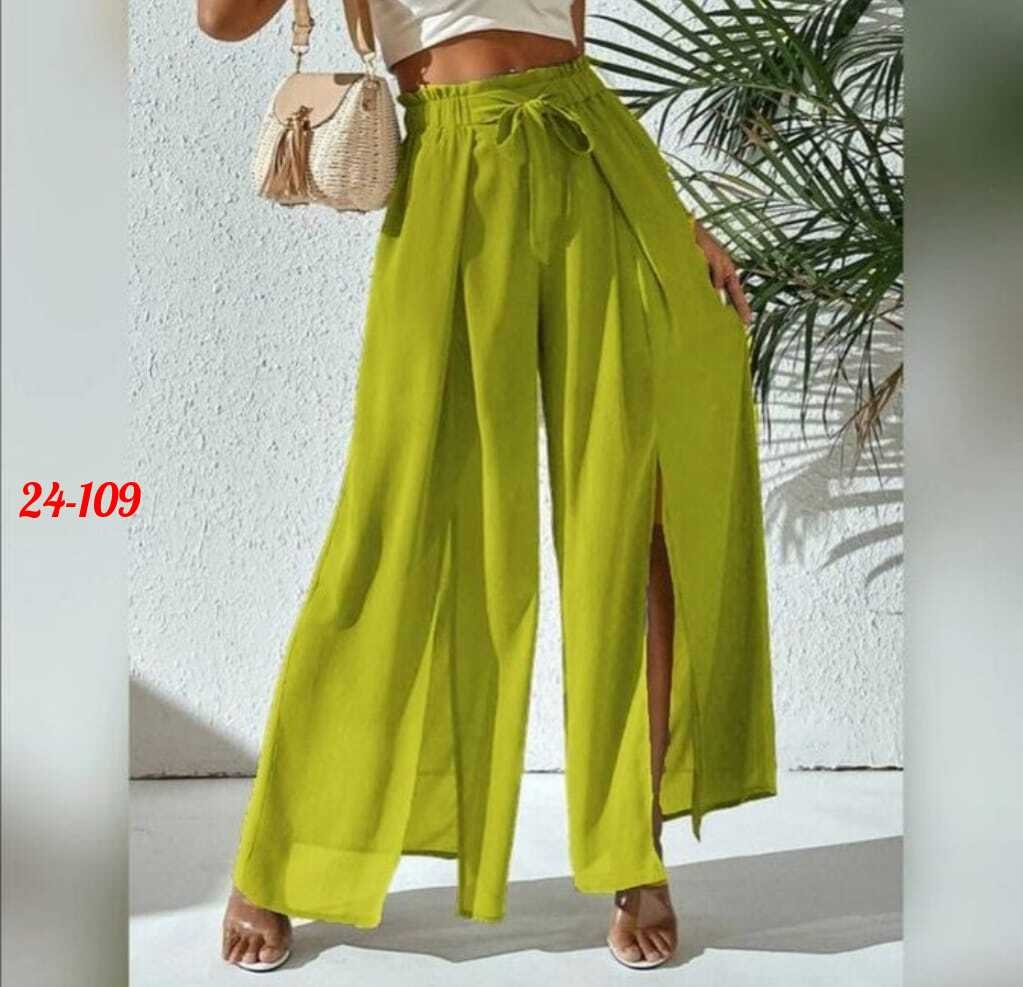 женские широкие брюки,брюки с широкими штанинами с присборенной талией с узлом с высоким разрезом,женские летние брюки с разрезами,брюки с широкими штанинами с присборенной талией с высоким разрезом,б