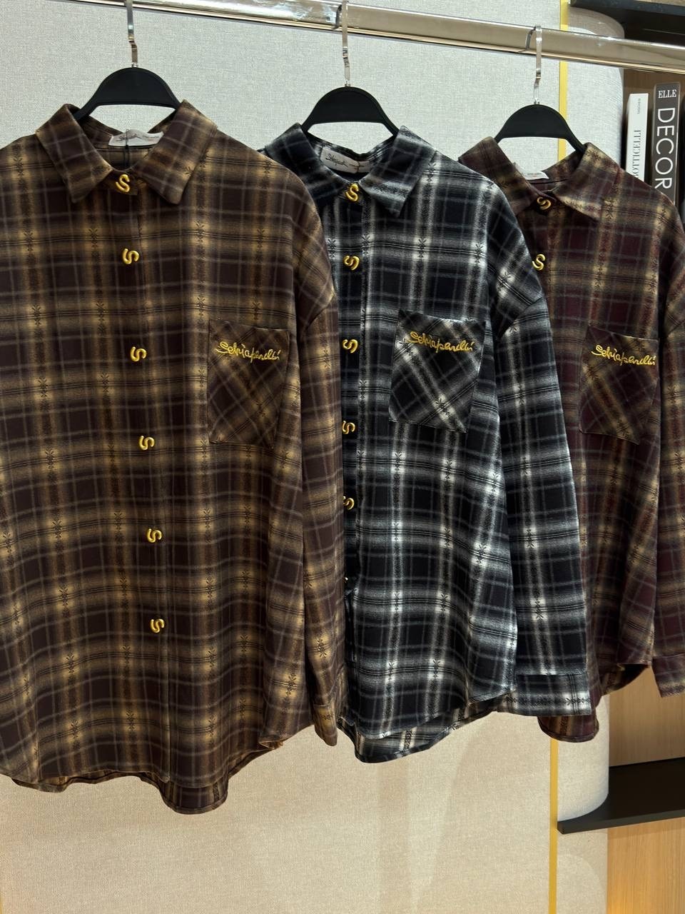 шерстяная рубашка в клетку тартан miu miu коричневый,клетчатая рубашка,рубашка в клетку,рубашка,рубашка в клетку женская