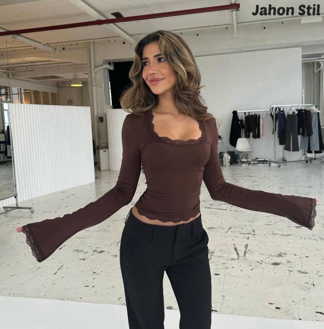 женская мода,топы модные,девушка,элегантные топы,кружевной топ с длинными рукавами