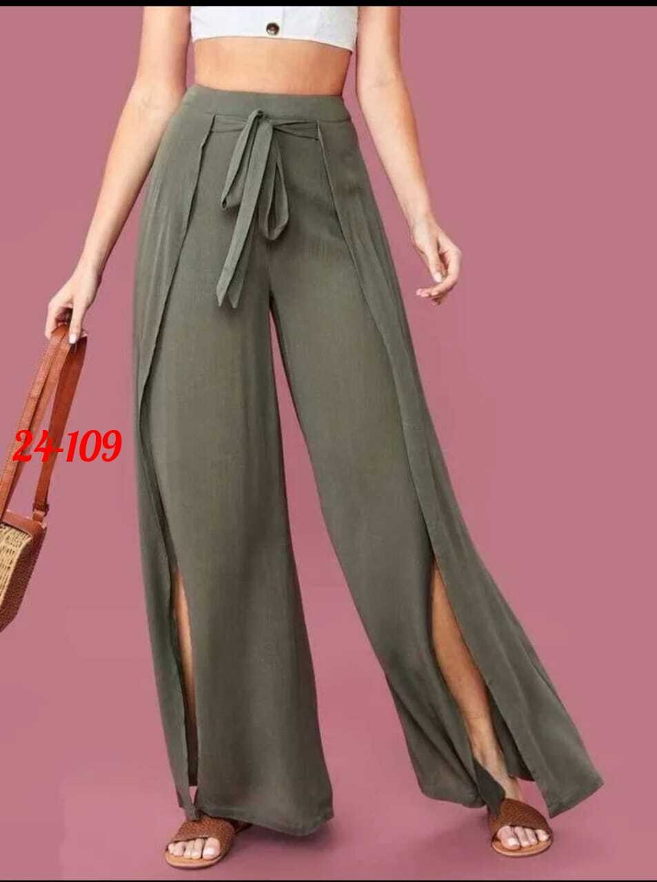 женские широкие брюки,брюки с широкими штанинами с присборенной талией с узлом с высоким разрезом,женские летние брюки с разрезами,брюки с широкими штанинами с присборенной талией с высоким разрезом,б