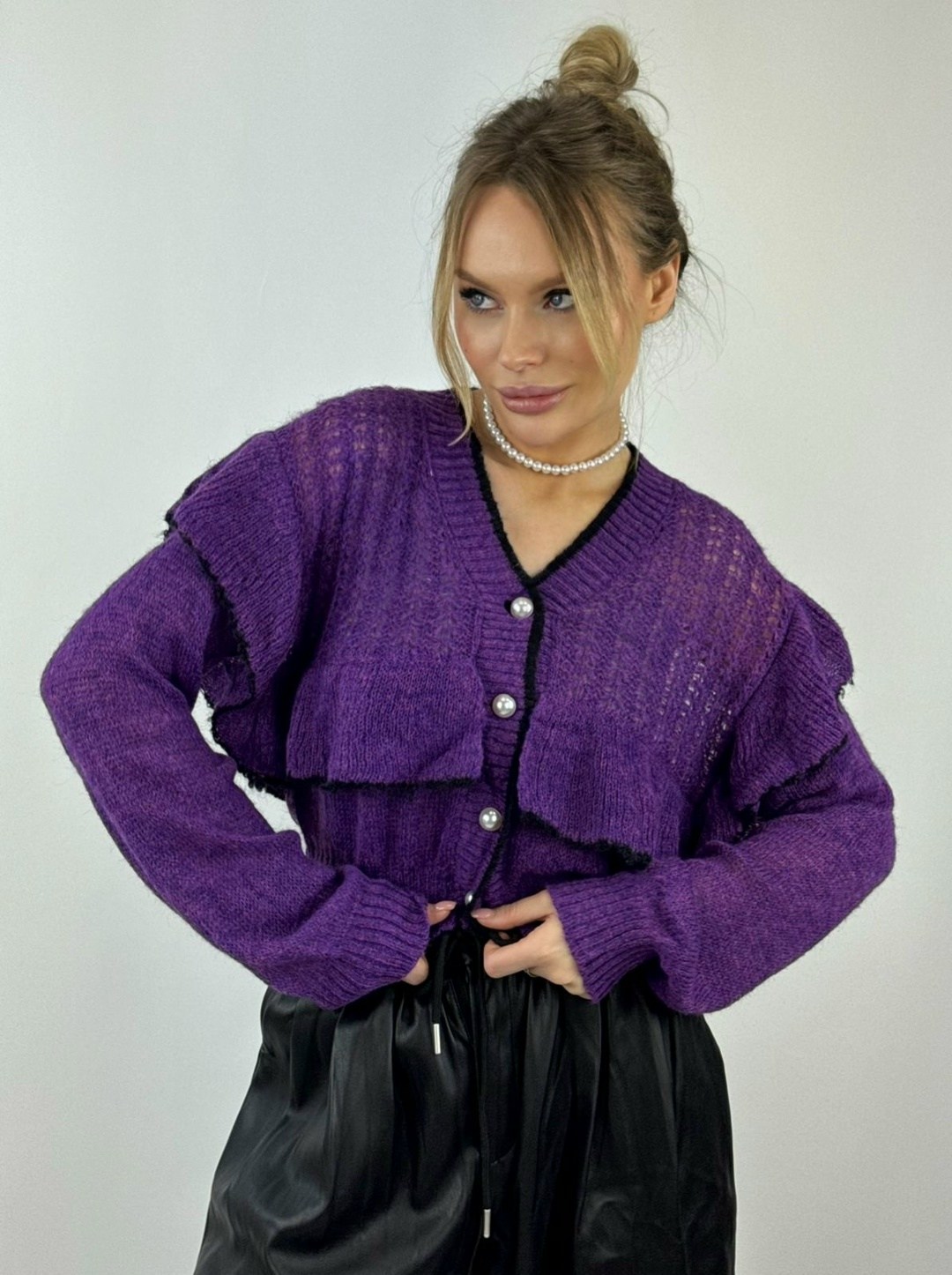 вязаные кардиганы,кардиган укороченный,фиолетовый кардиган,кардиган сиреневый,кардиган