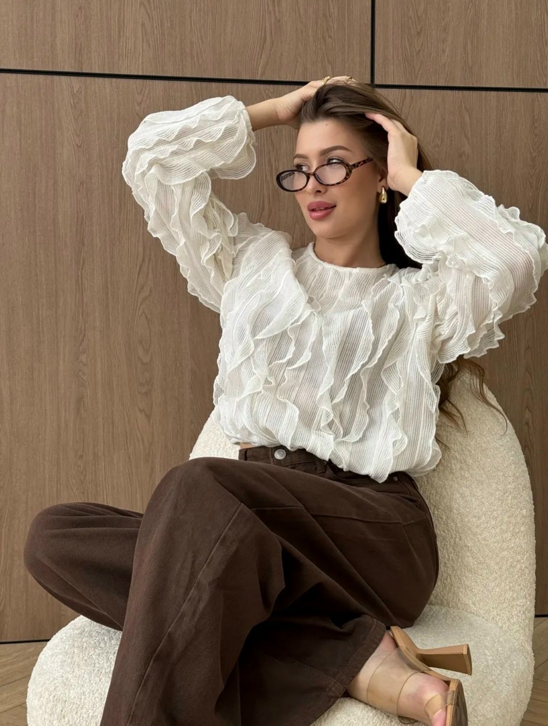 женская блузка,блуза,белая блузка,блузка нарядная с воланами и рюшами come alone 304052378,шикарная блузка