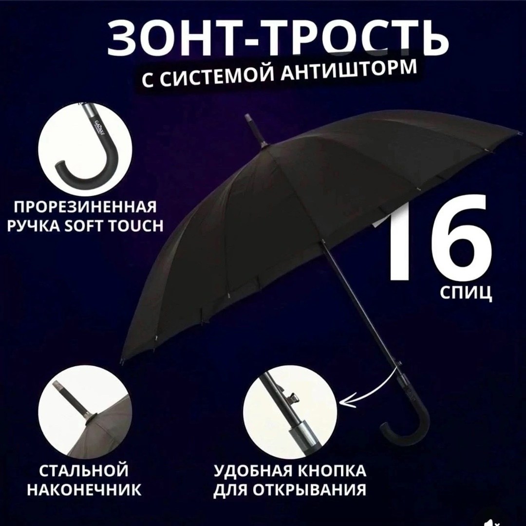 зонт мужской трость,зонт трость черный,зонт трость полуавтомат,зонт трость черный полуавтомат,черный зонт