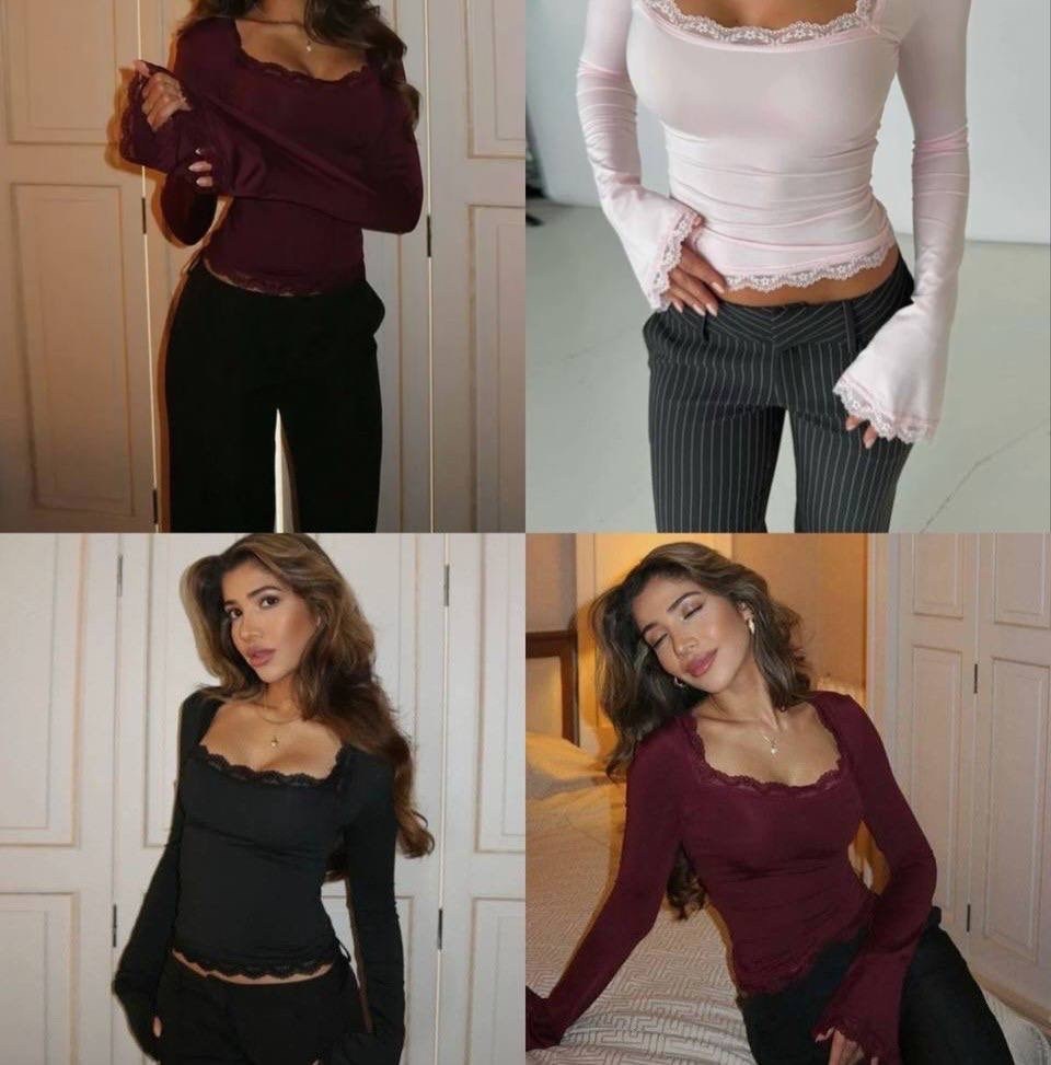 топы модные,кружевной топ с длинными рукавами,элегантные топы,топ с длинными рукавами