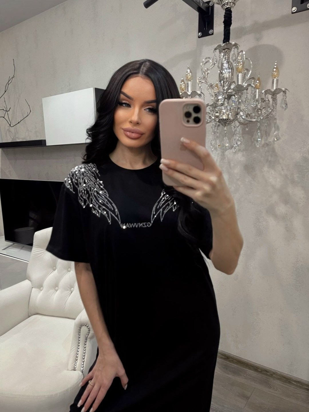 платье туника,футболка женская со стразами,футболка женская,футболка оверсайз со стразам,туника женская