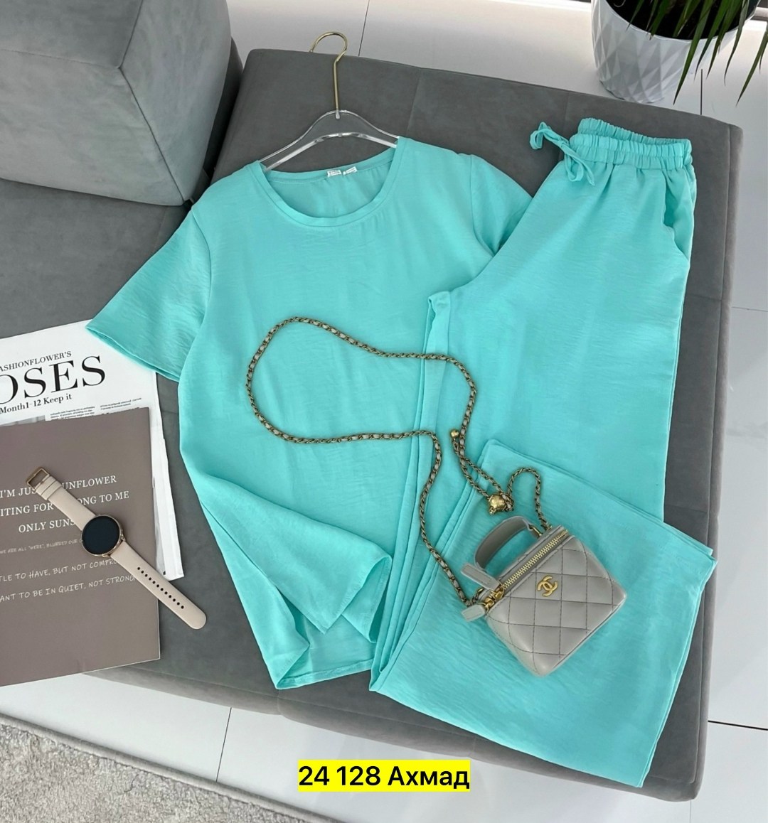 женский костюм двойка,костюм женский,костюм с брюками,костюм двойка,женский костюм двойка футболка/штаны nobilitas голубой (l размер)