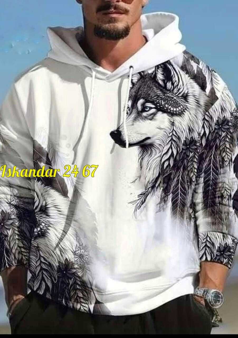 толстовка в стиле,толстовка с капюшоном и принтом,мужская кофта,толстовка с рисунком,толстовка мужская с капюшоном с волком