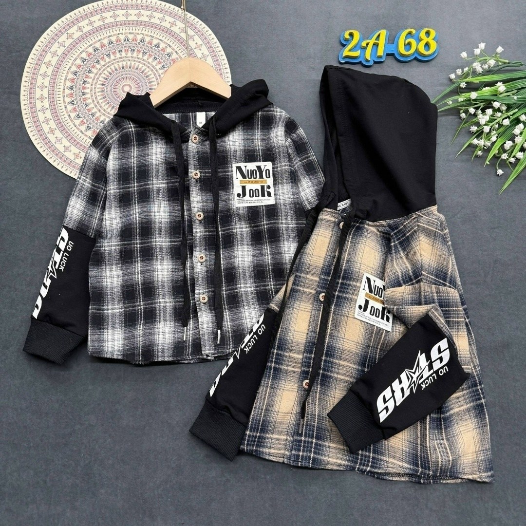 рубашка клетчатая комбинированная с капюшоном kid's love,рубашка для мальчика,рубашка в клетку с капюшоном,рубашка детская,рубашка в клетку с капюшоном для мальчика