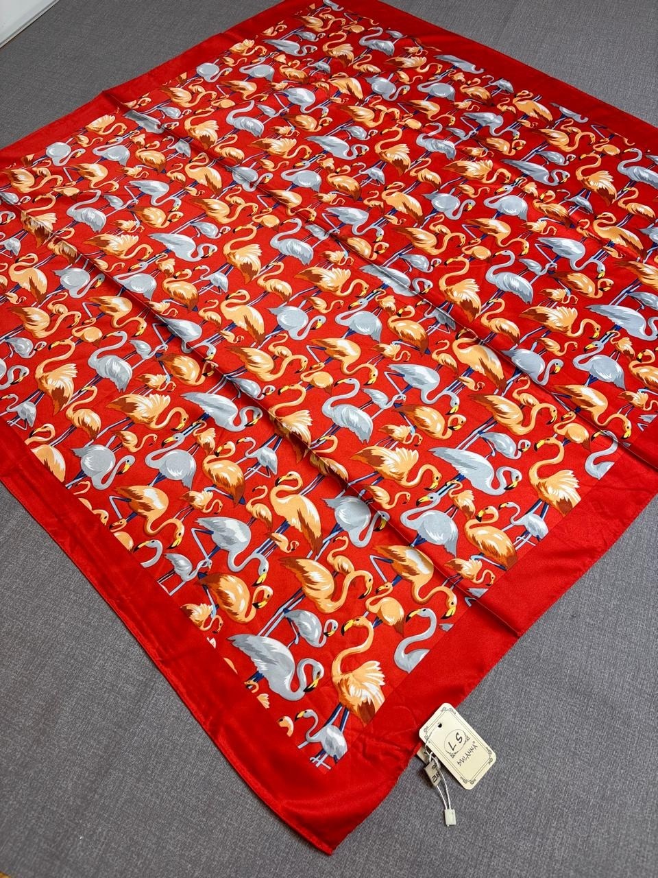 платок шелковый,платок с принтом,платок фламинго,платок женский с принтом,платок женский с рисунком