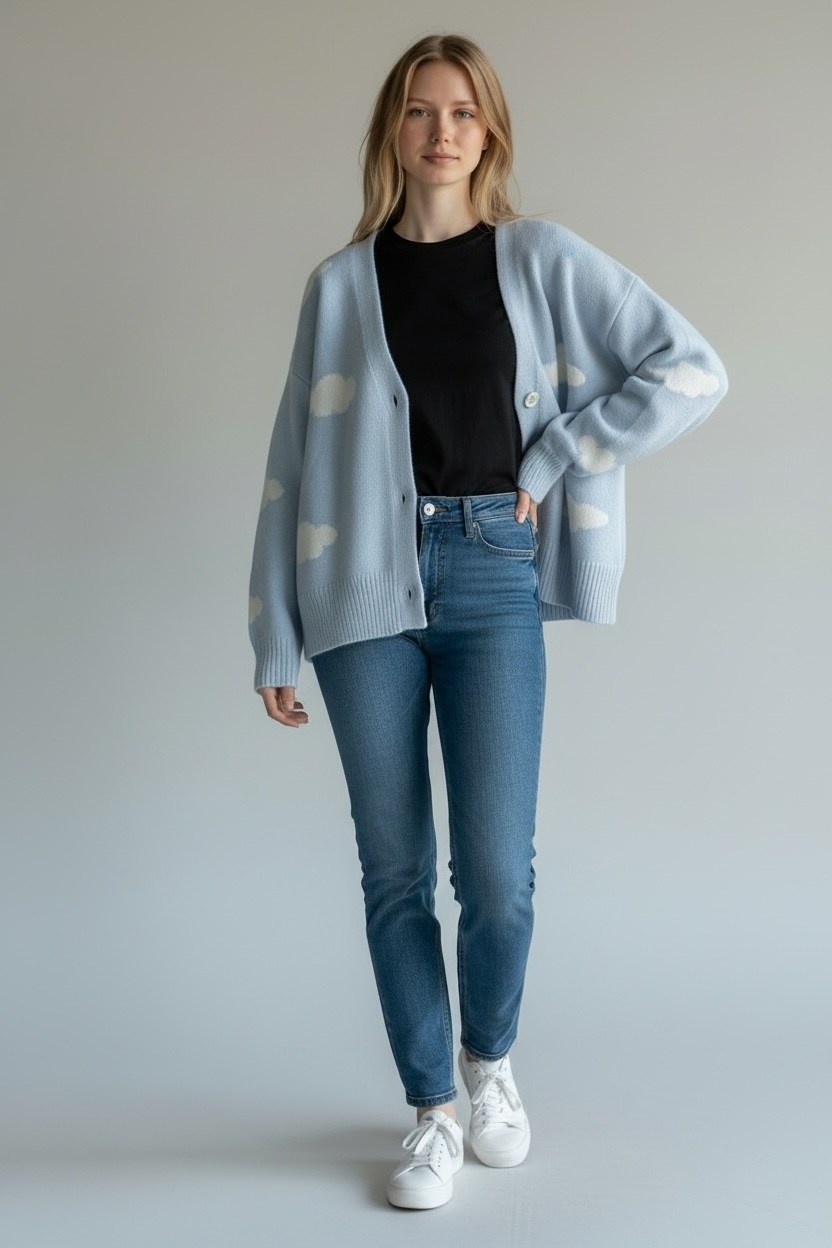 кардиган с облаками,кардиган вязаный,кардиган голубой,кардиган,женские кардиганы